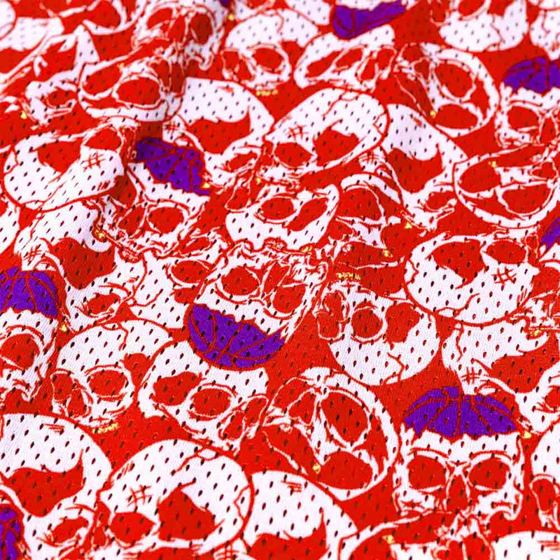 Up close view of the City Reapers Skull Shorts.