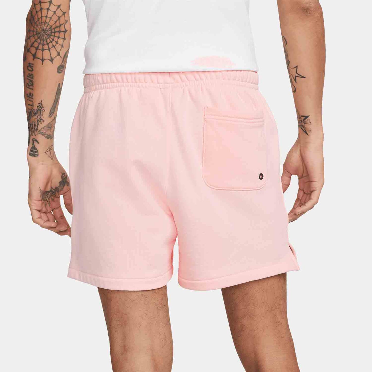 Rear view of the Nike Men's Club Fleece French Terry Flow Shorts.