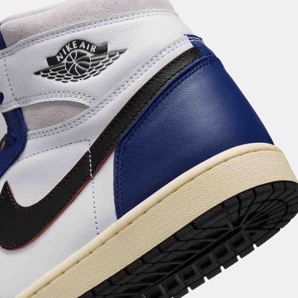 Up close, rear view of the Air Jordan 1 High OG "Rare Air".