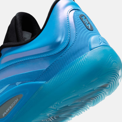 Up close, rear view of the Jordan Zion 4 "Iridescence".