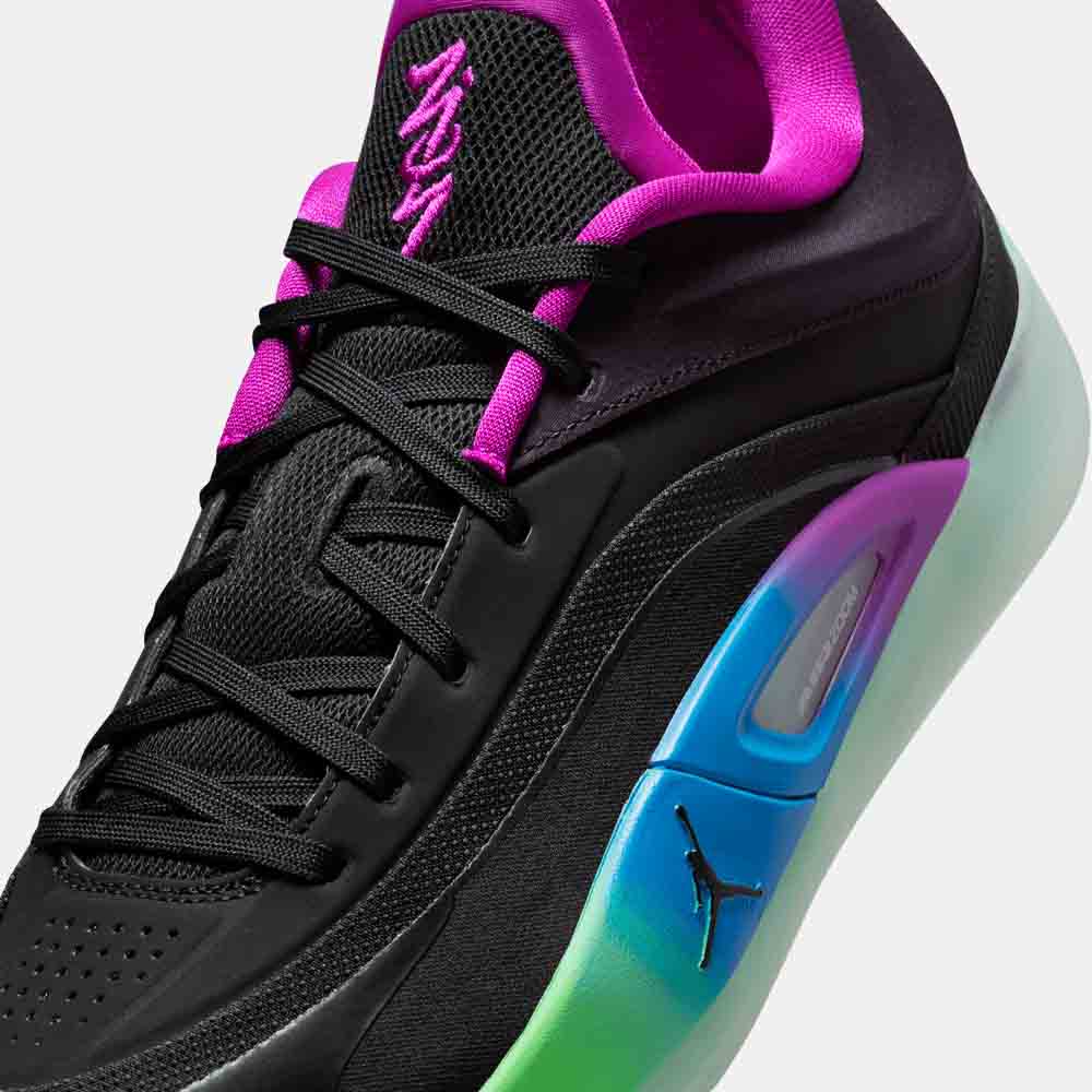 Up close, front view of the Jordan Zion 4 "Noah".