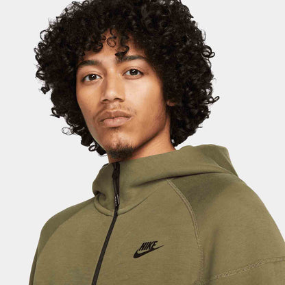 Up close, top view of the Men's Nike Sportswear Tech Fleece Full-Zip Hoodie.
