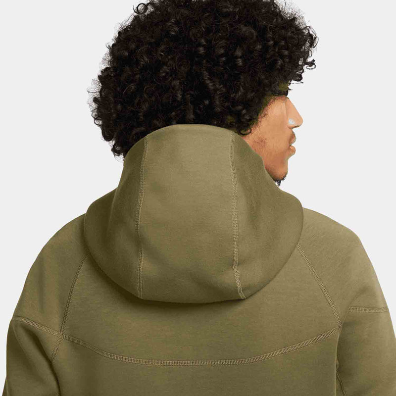 Up close, rear view of hood on the Men's Nike Sportswear Tech Fleece Full-Zip Hoodie.