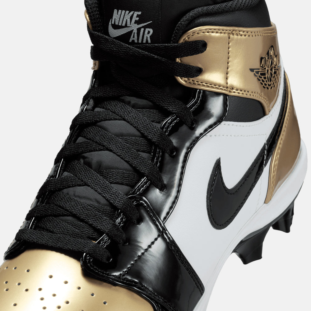 Up close, front view of the Jordan 1 Mid TD Football Cleats.