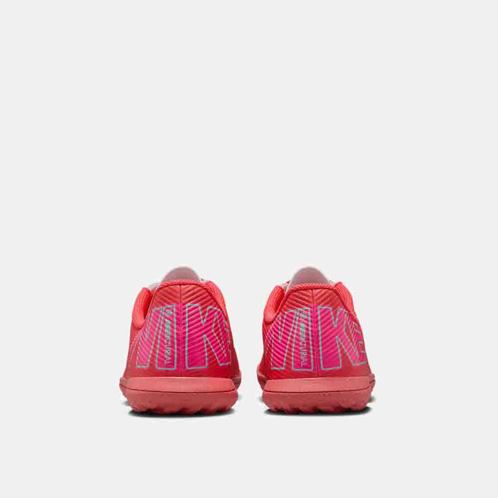 Rear view of the Nike Kids' Mercurial Vapor 16 Club Soccer Turf Shoes.