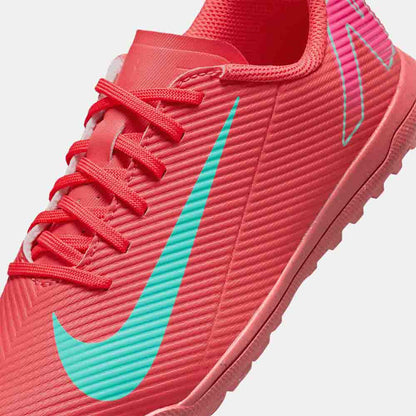 Up close, front view of the Nike Kids' Mercurial Vapor 16 Club Soccer Turf Shoes.