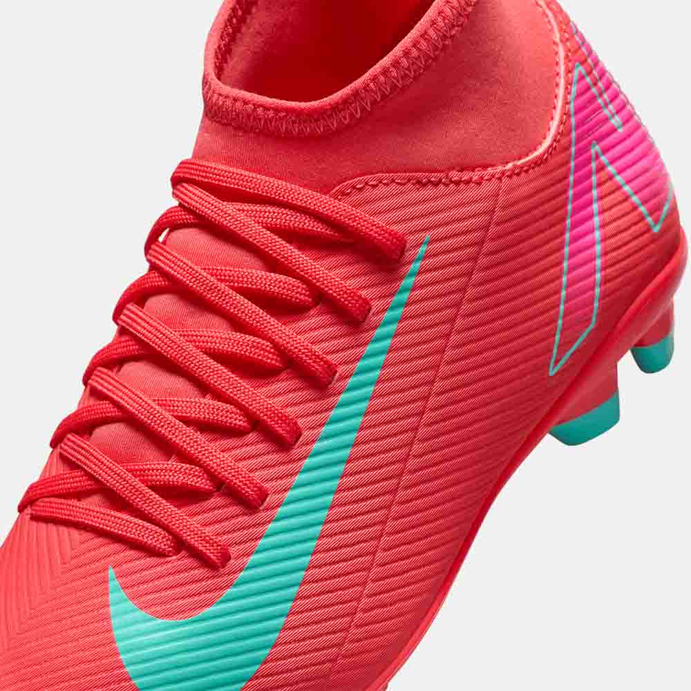 Up close, front view of the Nike Kids' Mercurial Superfly 10 Club Soccer Cleats.
