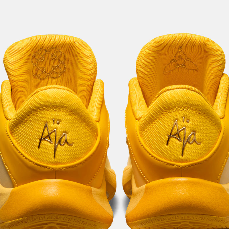 Up close, rear view of the A'ja Wilson A'One "Sunshine".