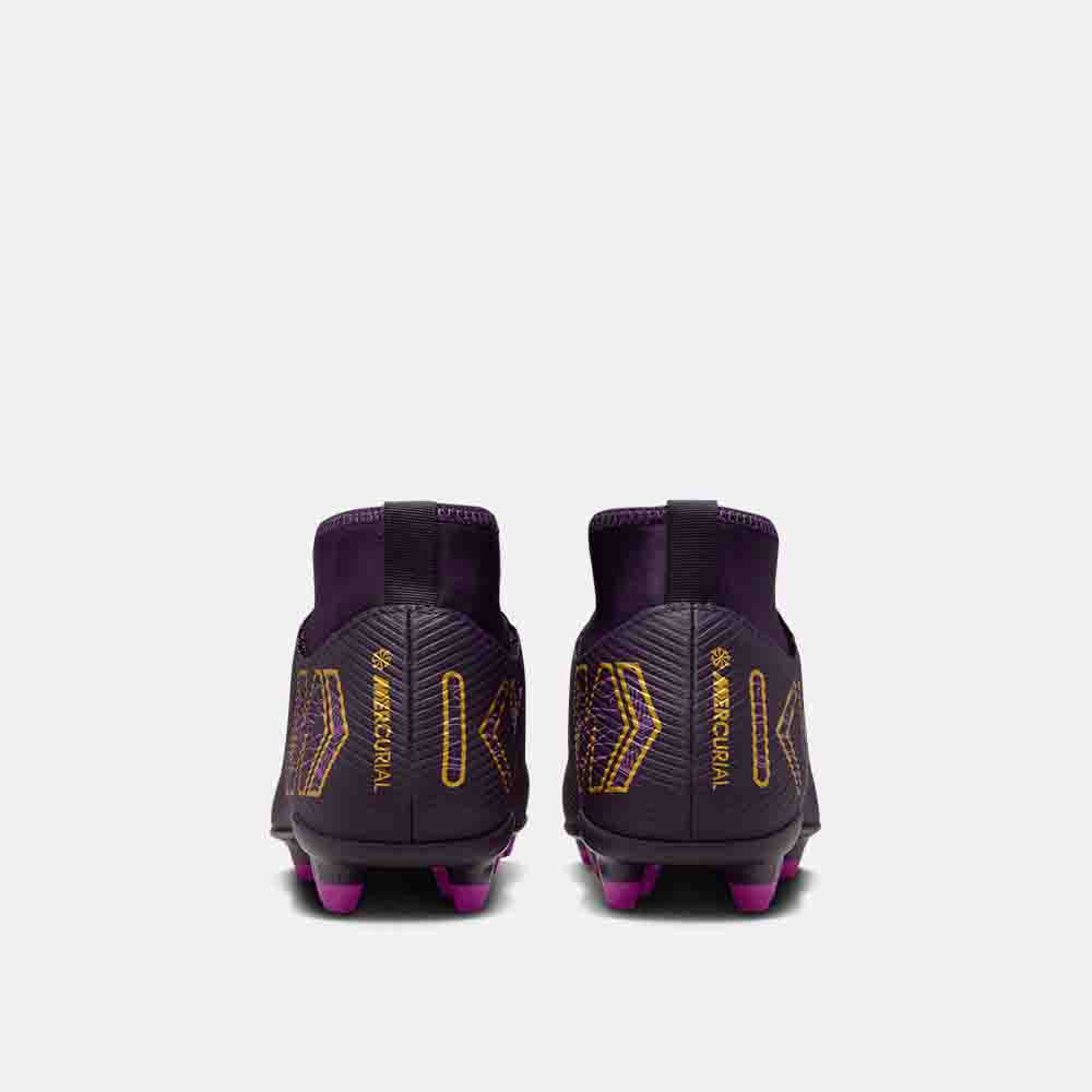 Rear view of the Nike Kids' Mercurial Superfly 10 Club "Kylian Mbappé" Soccer Cleats.