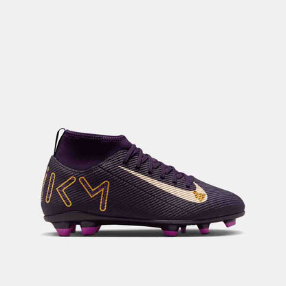 Side view of the Nike Kids' Mercurial Superfly 10 Club "Kylian Mbappé" Soccer Cleats.