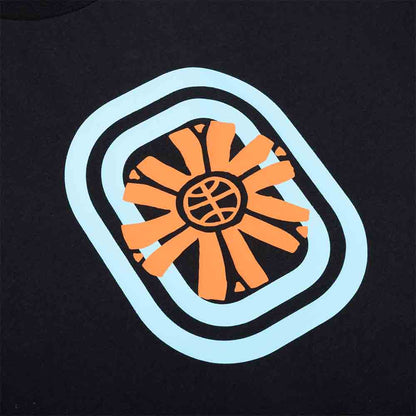 Up close, front view of the Overtime Hip Bloom Tee.