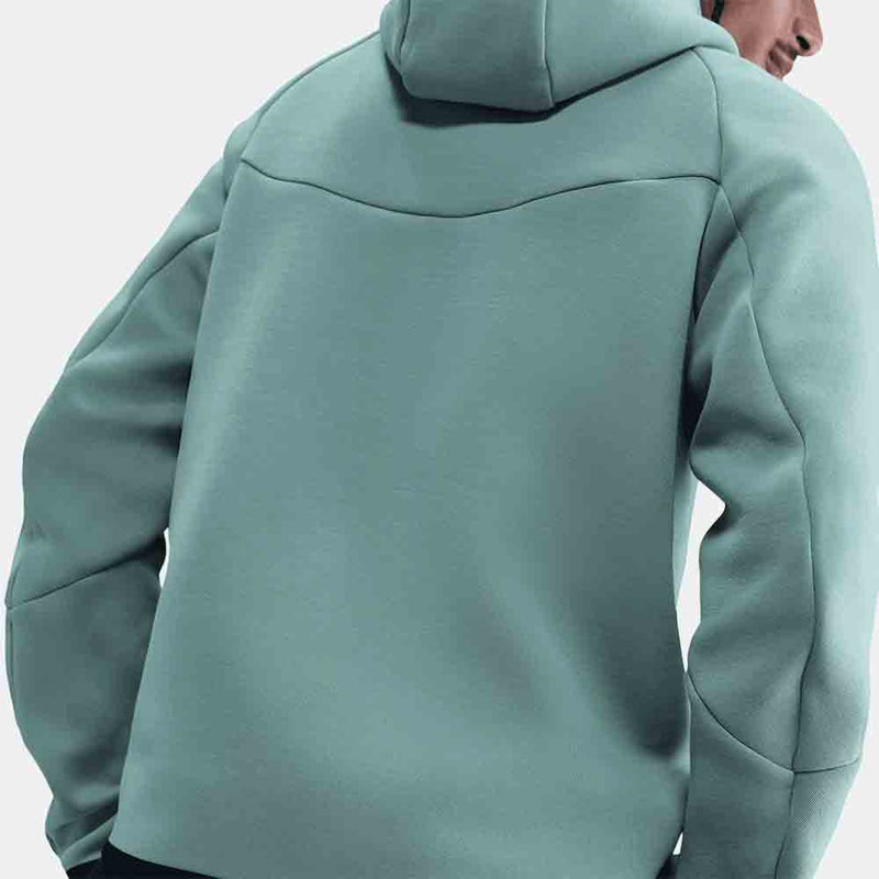 Up close, rear view of the Men's Nike Tech Full-Zip Hoodie.