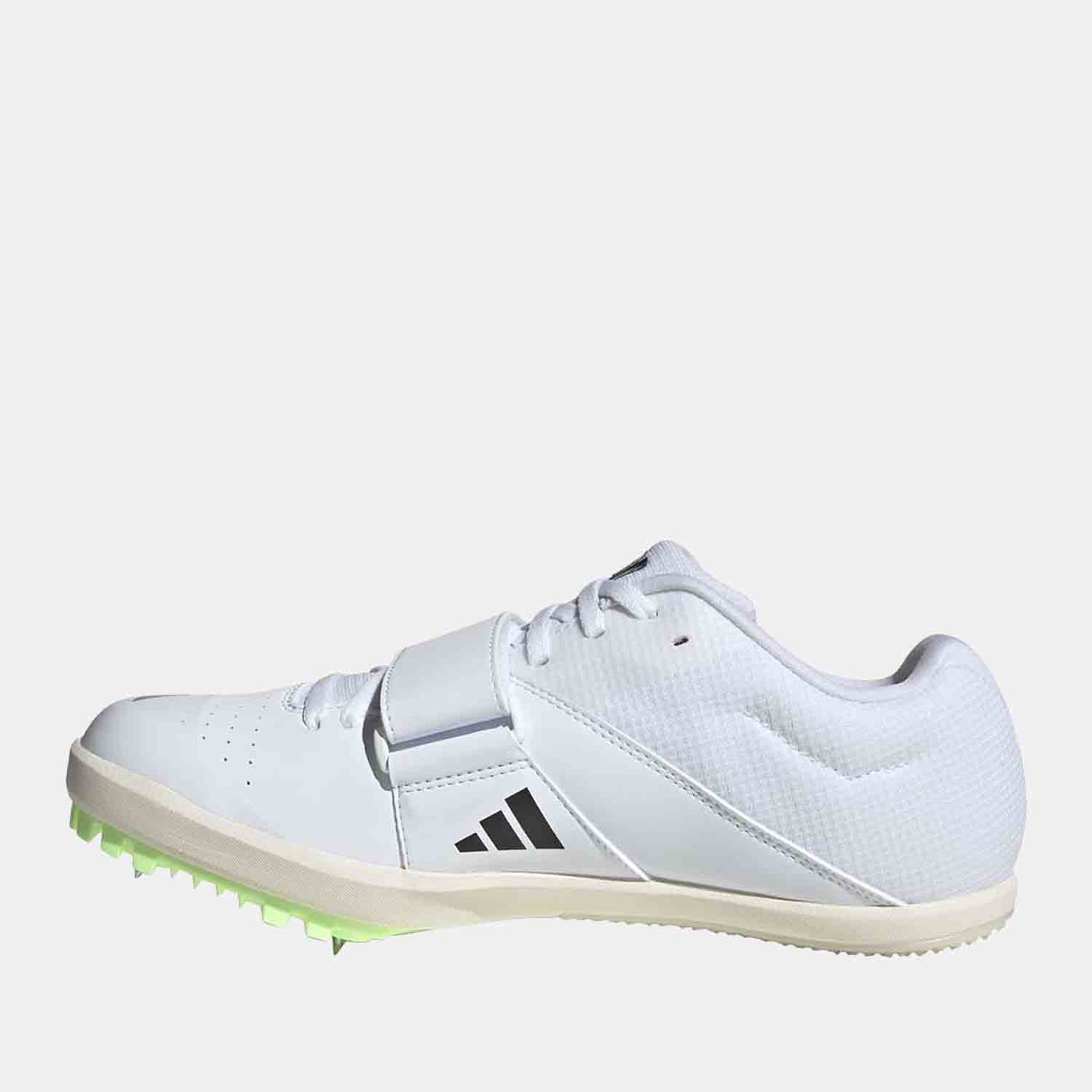 Side medial view of the Adidas Jumpstar Jumping Spikes.