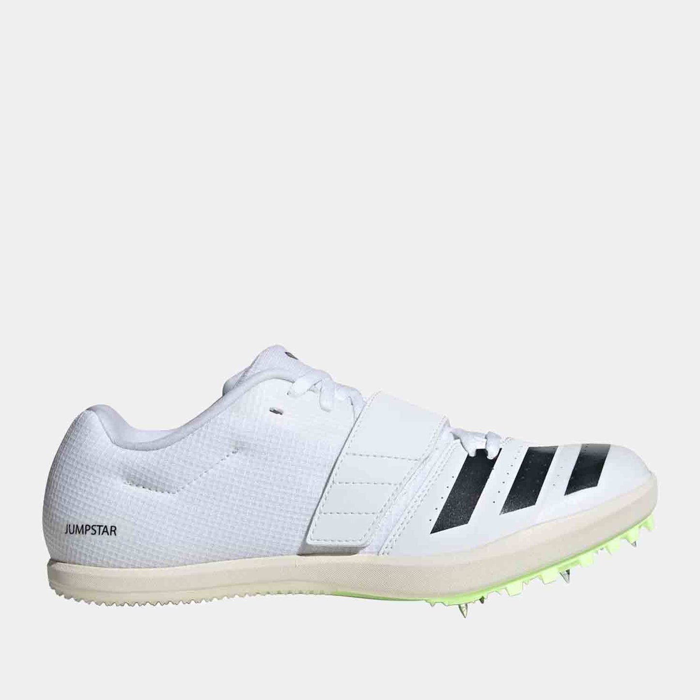 Side view of the Adidas Jumpstar Jumping Spikes.