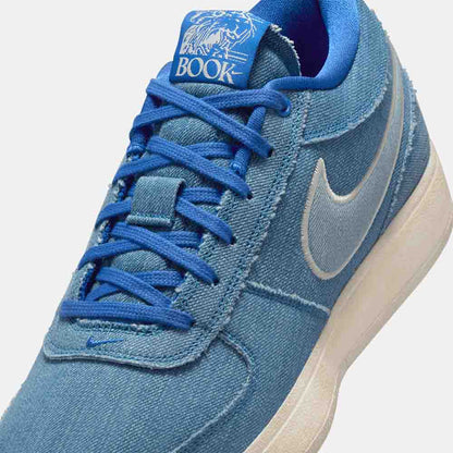 Up close, front view of the Nike Book 1 "Blue Blood".