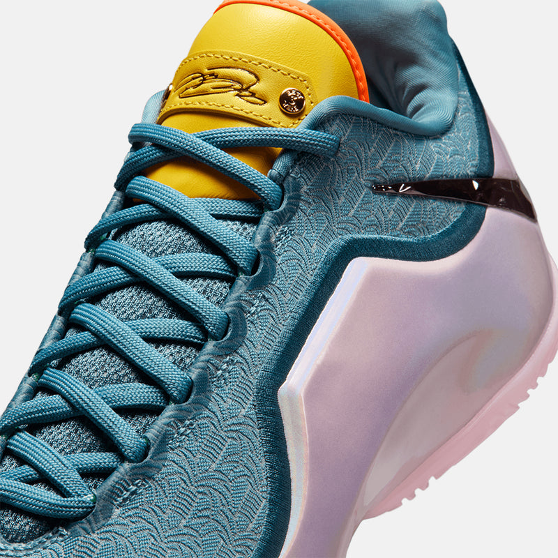 Up close, front view of the LeBron XXIII "Miami Twice".