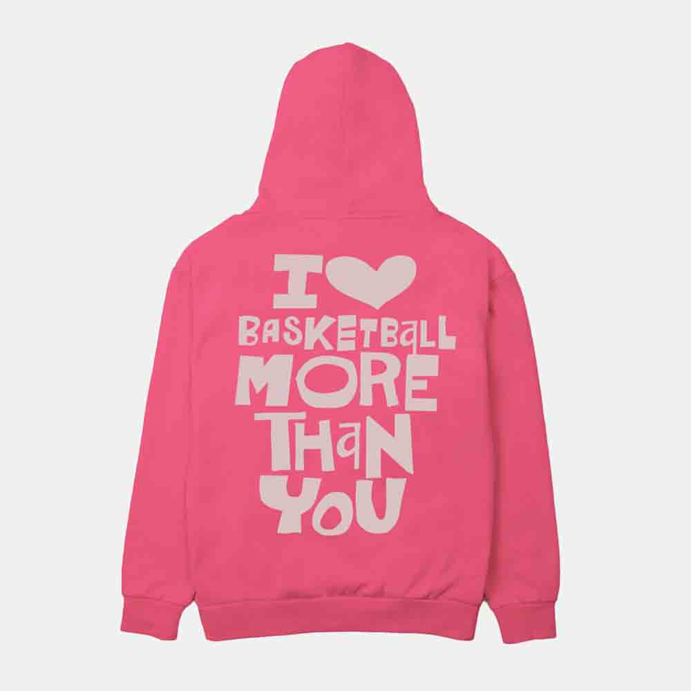 Rear view of the Youth Overtime Heart Play Hoodie.