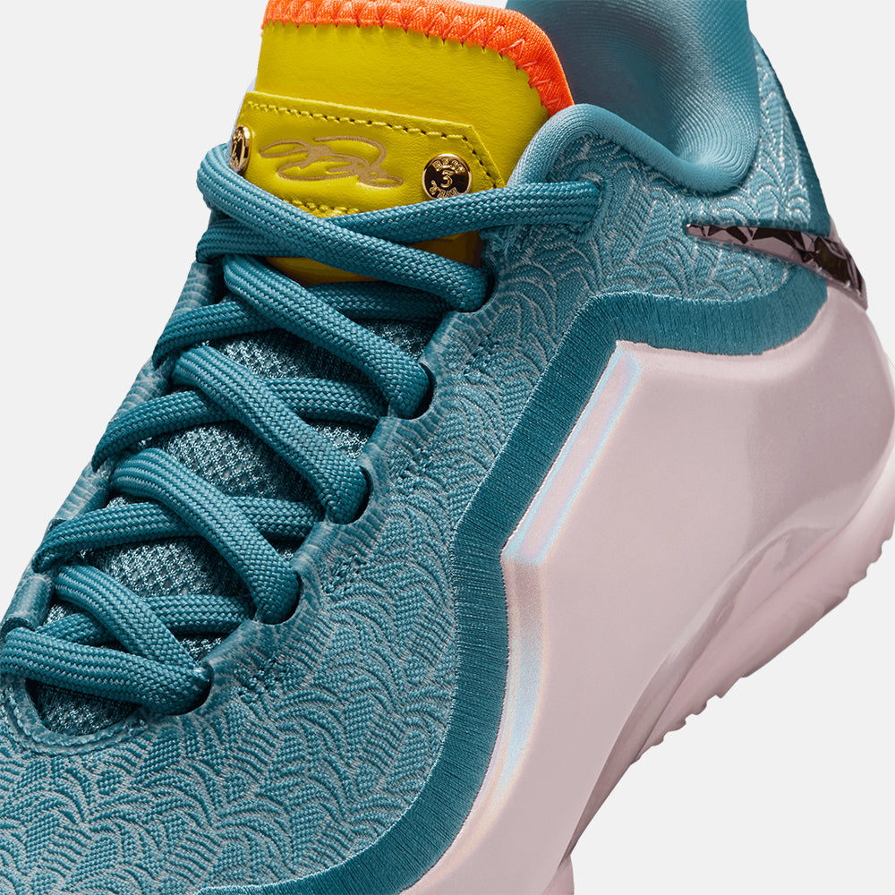 Up close, front view of the Kids' LeBron XXIII "Miami Twice".