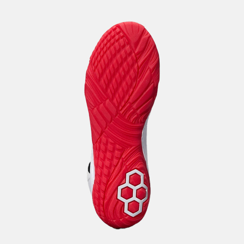 Bottom view of the Rudis JB1 Adult Wrestling Shoes, White Hot.