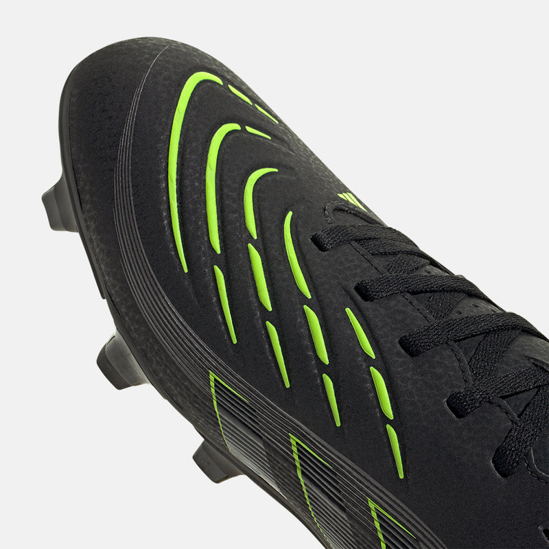 Up close, front view of the Adidas Predator Club FG/MG Soccer Cleats.