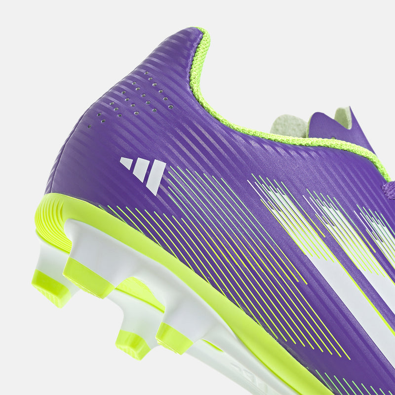 Up close, rear view of the Kids' Adidas F50 Club FG/MG Soccer Cleats.
