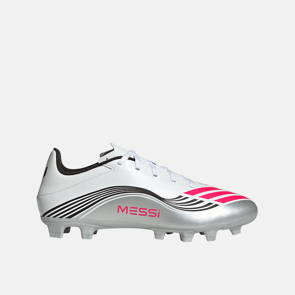 Side view of the Adidas F50 Messi Club FG/M Soccer Cleats.