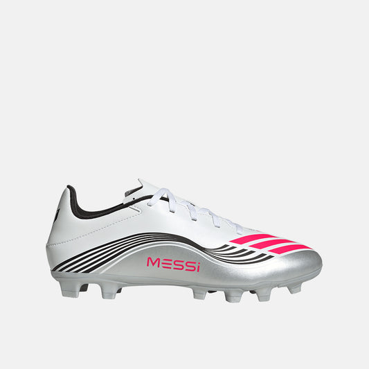 Side view of the Adidas F50 Messi Club FG/M Soccer Cleats.