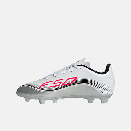 Side medial view of the Kids' Adidas F50 Messi Club FG/M Soccer Cleats.
