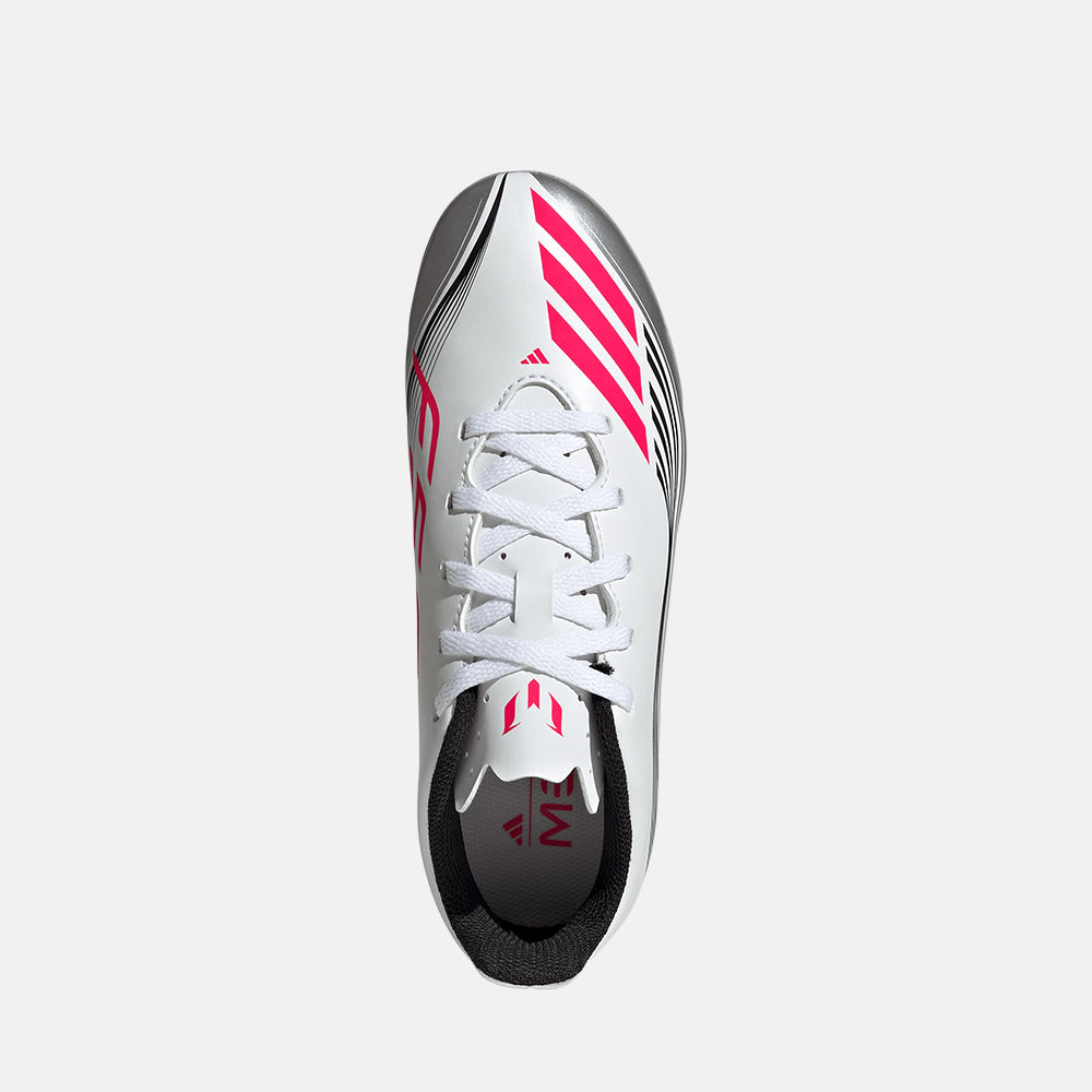 adidas F50 Messi Club FG Youth Soccer Cleats - White/Lucid Red/Silver