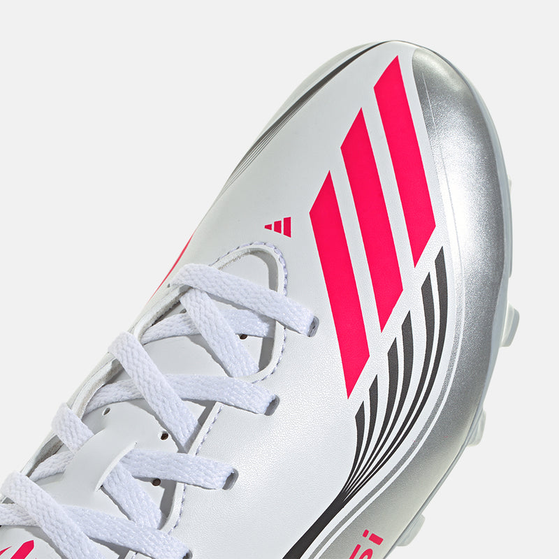 Up close, front view of the Kids' Adidas F50 Messi Club FG/M Soccer Cleats.