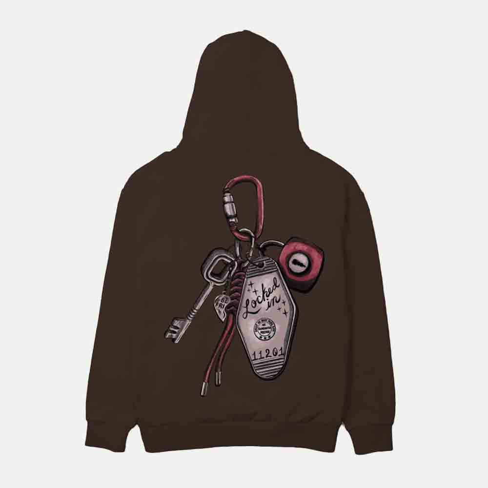 Rear view of the Overtime Locked In Keychain Hoodie.