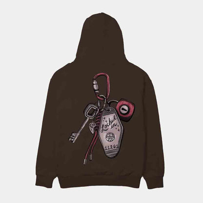 Rear view of the Overtime Locked In Keychain Hoodie.