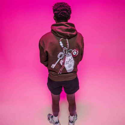Rear view of the Overtime Locked In Keychain Hoodie.
