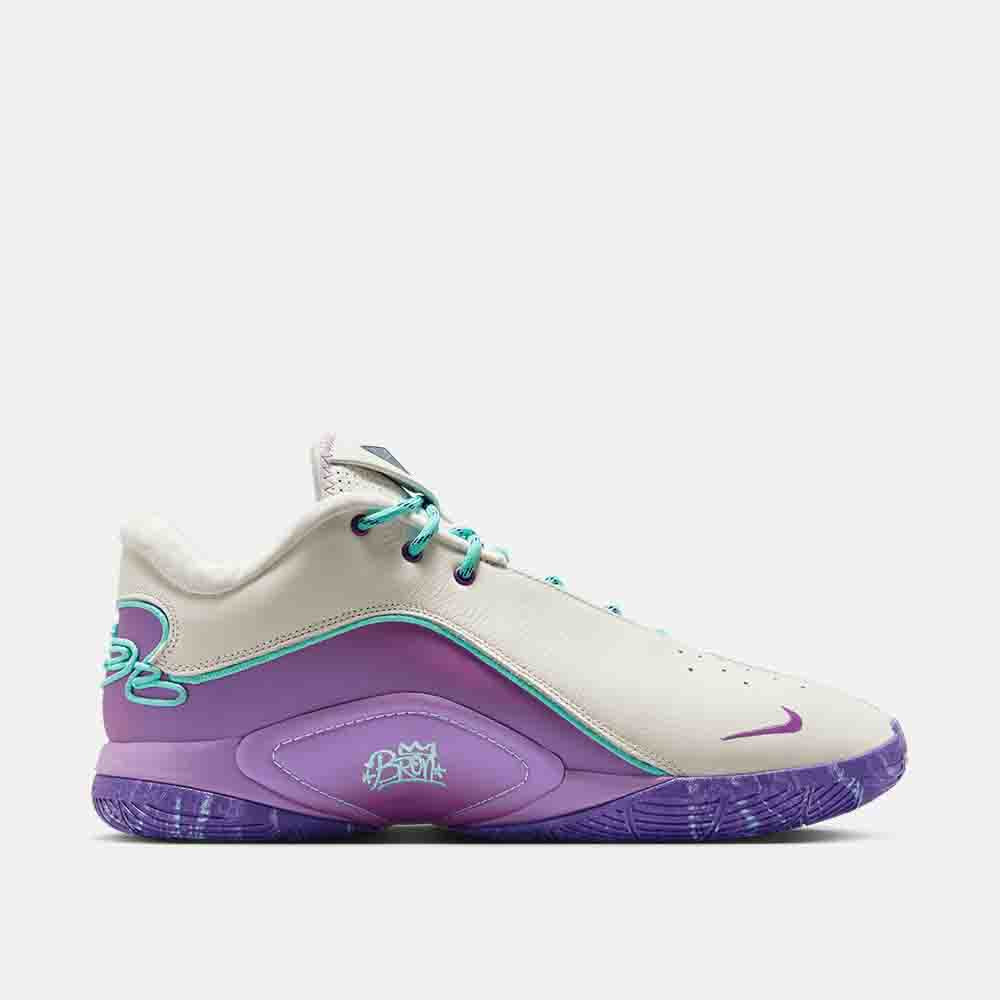 Side medial view of the Nike LeBron XXII “Frozen Grapes”.