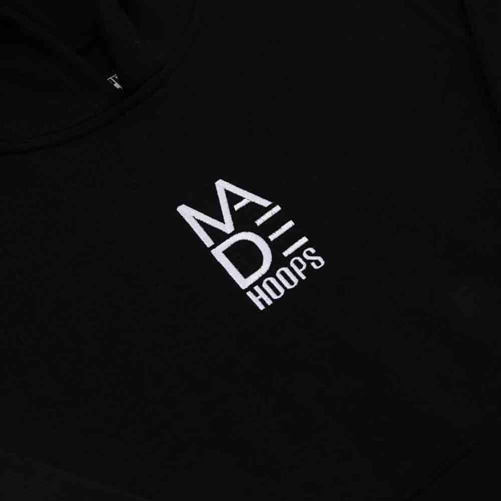 Up close view of the Essential Embroidered Logo Hoodie.
