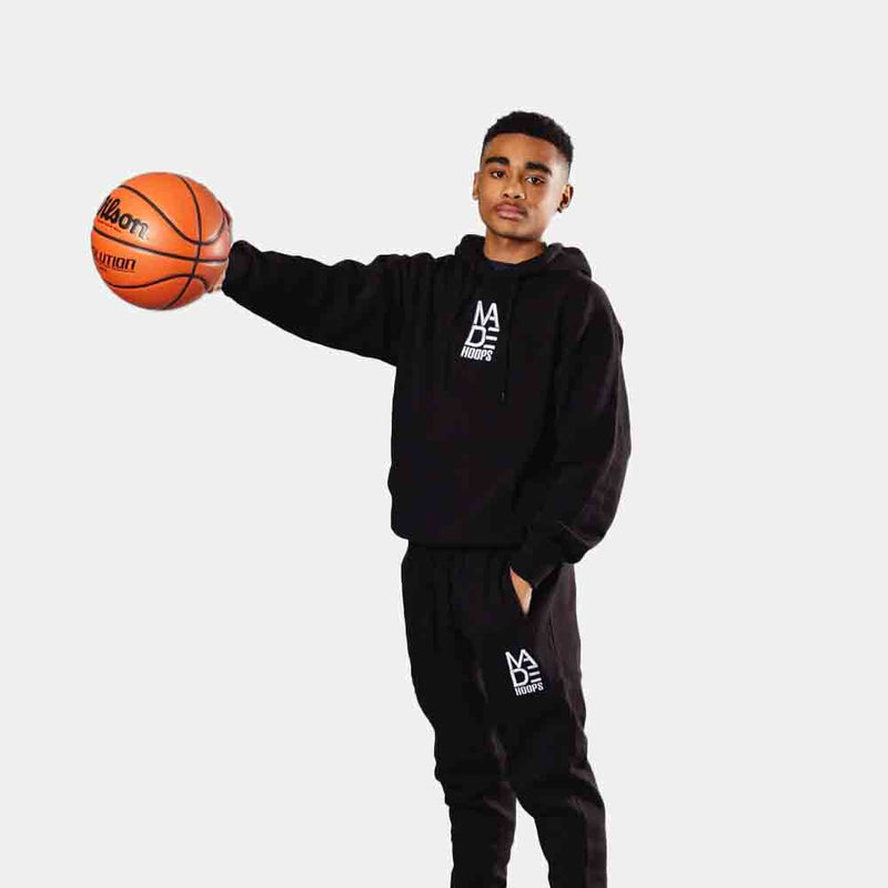 Front view of the Essential Embroidered Logo Hoodie.