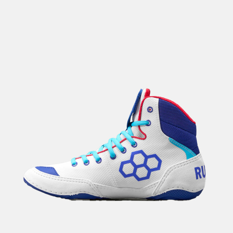 Side medial view of the Rudis Colt 4.0 Adult Wrestling Shoes, USA.
