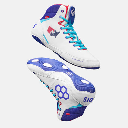 Side and side medial view of the Rudis Colt 4.0 Adult Wrestling Shoes, USA.