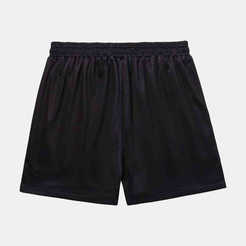 Rear view of the Overtime Vandal Script Mesh Shorts.