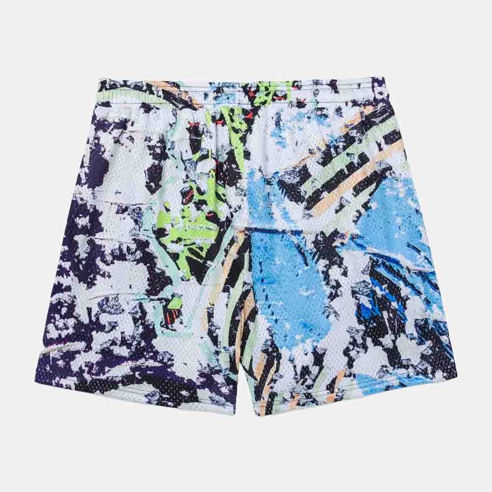 Rear view of the Overtime Vandal Paint Mesh Shorts.