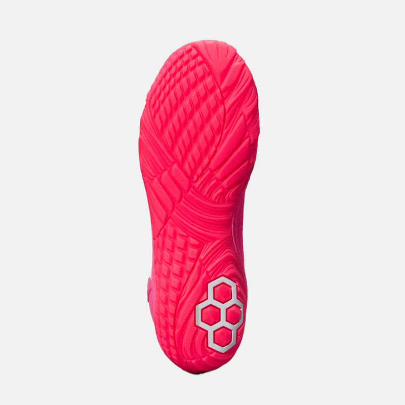 Bottom view of the Rudis JB1 Youth Wrestling Shoes, Flamingo Pink.