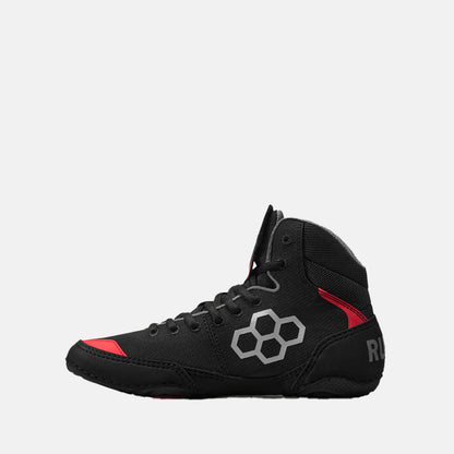Side medial view of the Rudis Colt 4.0 Youth Wrestling Shoes, Live Wire.