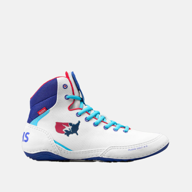 Side view of the Rudis Colt 4.0 Youth Wrestling Shoes, USA.