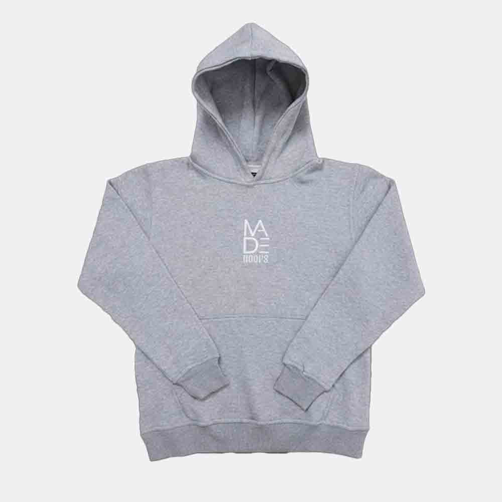 Front view of the Kids' Essential Embroidered Logo Hoodie.
