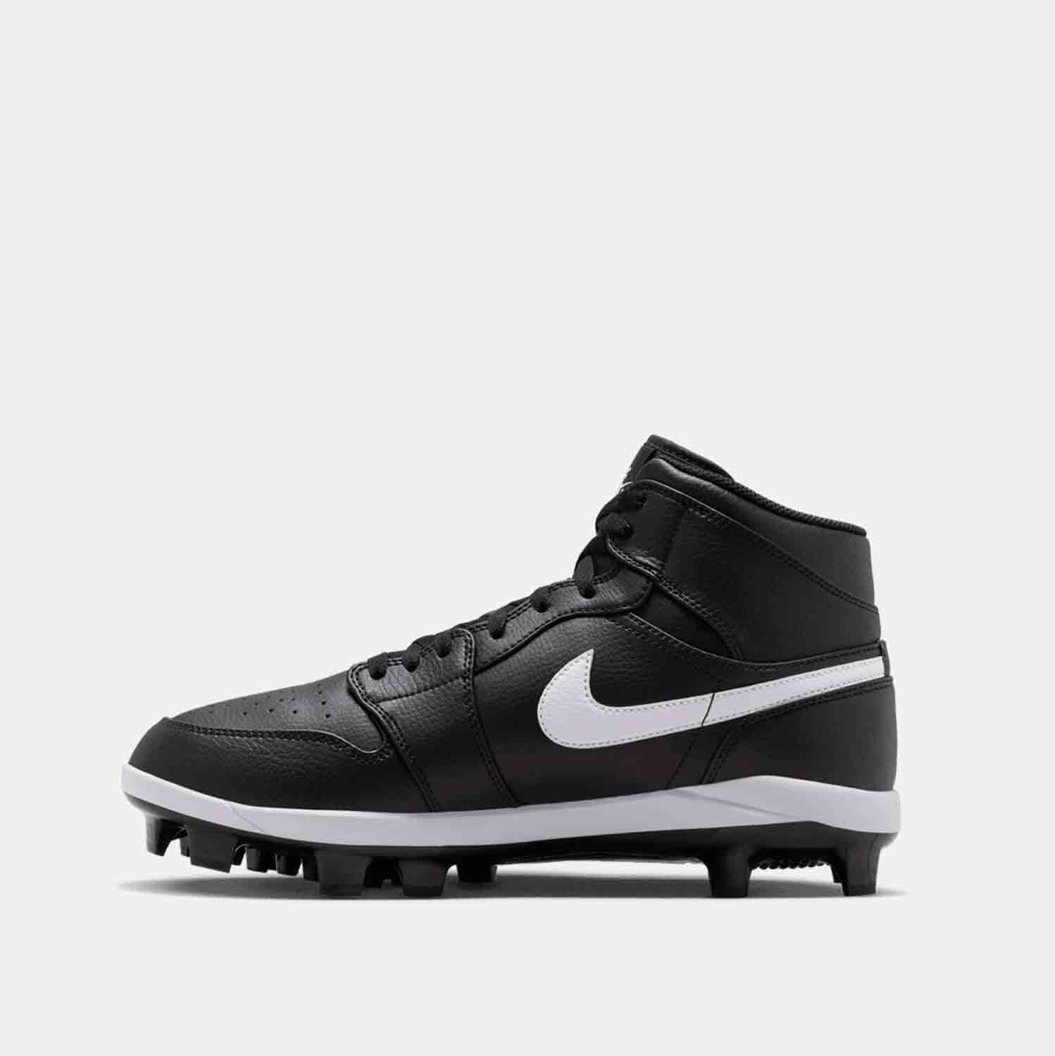Side medial view of Nike Jordan 1 Retro MCS Baseball Cleat.