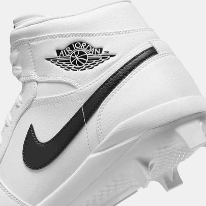 Up close, rear view of the Jordan 1 Retro MCS Baseball Cleats.