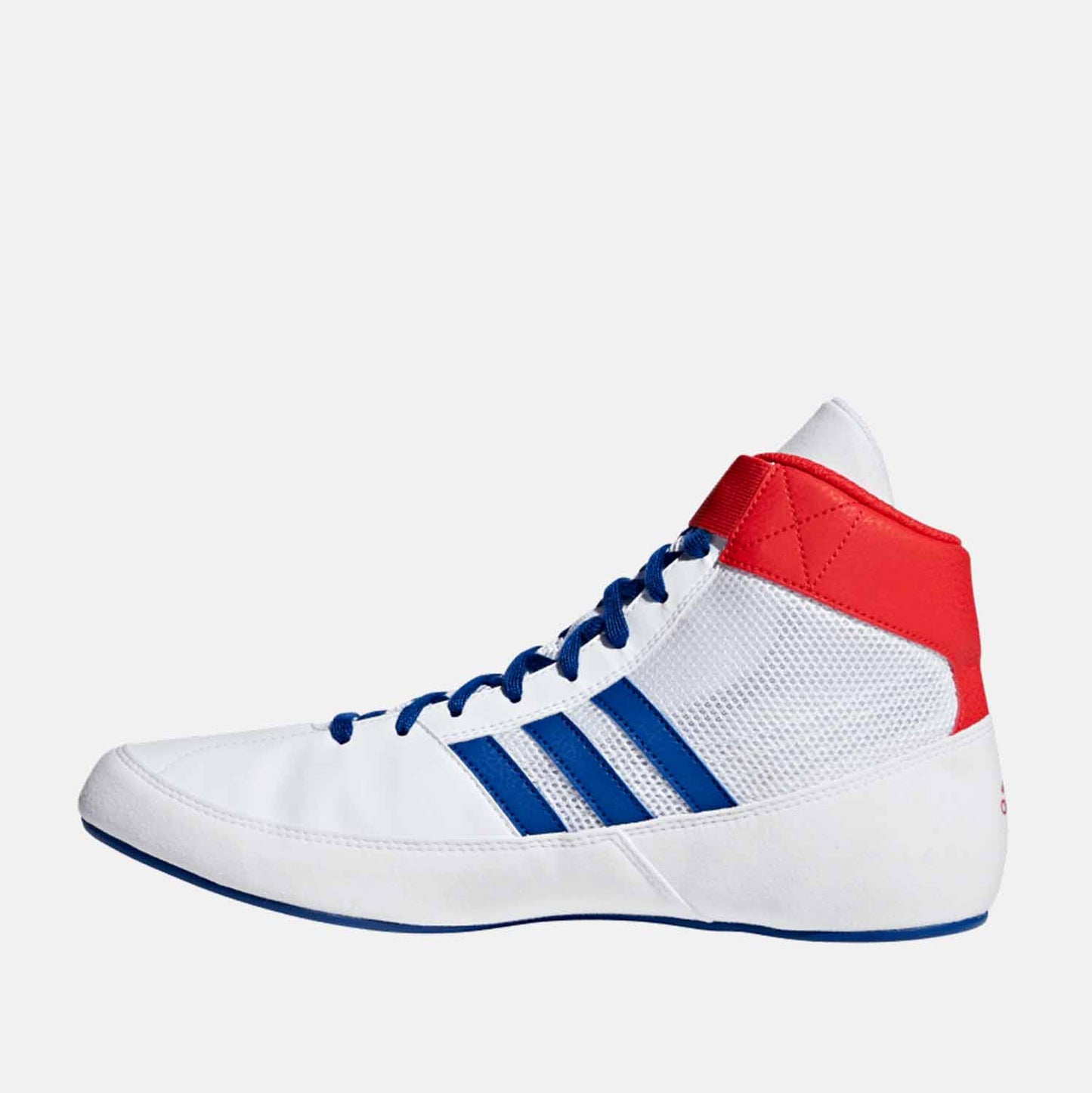 Side medial view of Adidas Men's HVC 2 Wrestling Shoes.