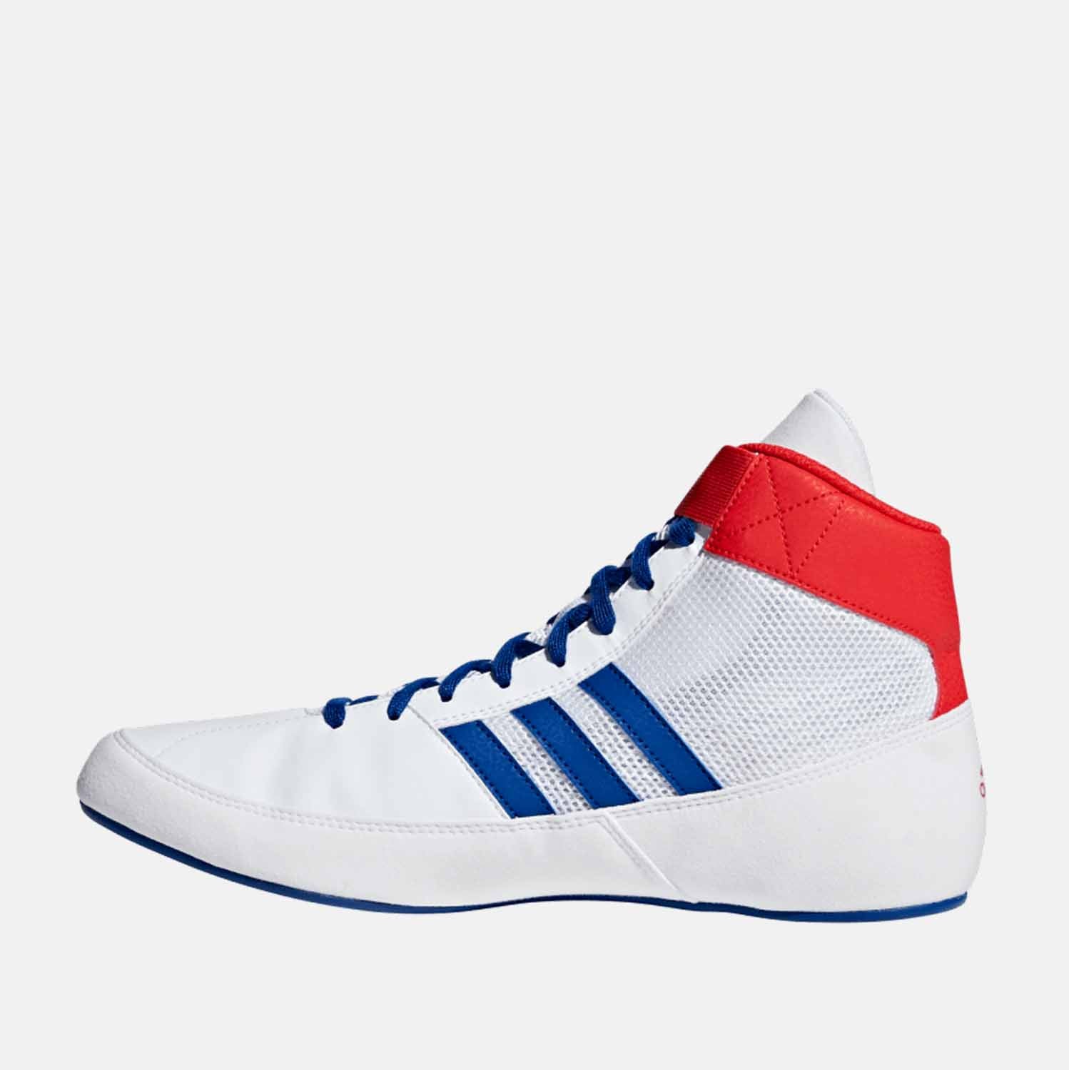 Side medial view of Adidas Men's HVC 2 Wrestling Shoes.