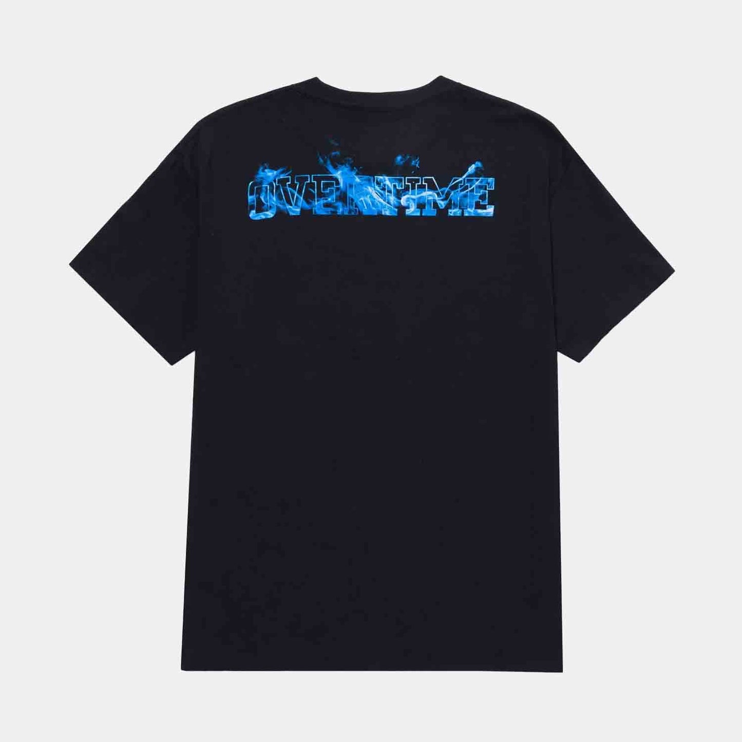 Rear view of Men's Overtime Blue Flame Tee.