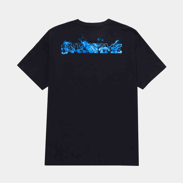 Rear view of Men's Overtime Blue Flame Tee.